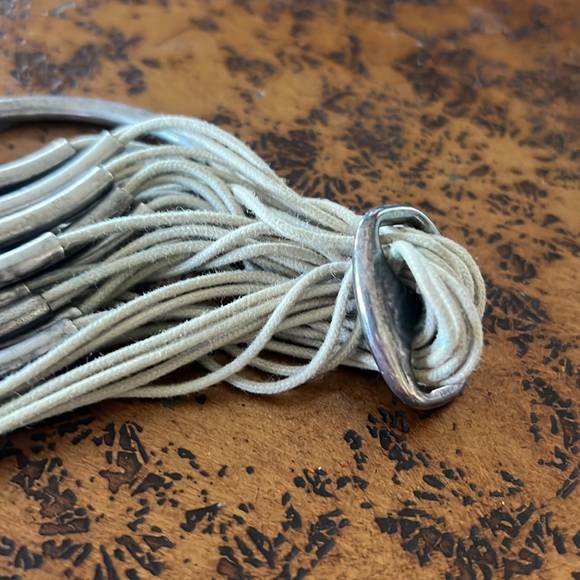 10m2 Multi-layer Multi Tube Cotton Thread & Metal Bracelet Tan & Silver S - Picture 6 of 9